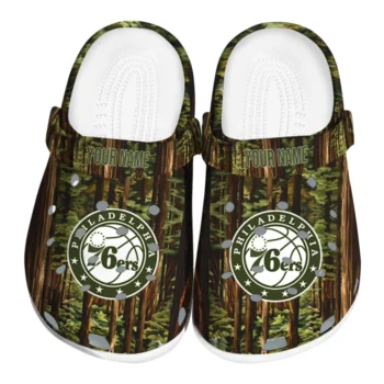 customized philadelphia 76ers woods forest designs clogs best selling