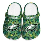 customized philadelphia eagles tropical leaves clogs best selling