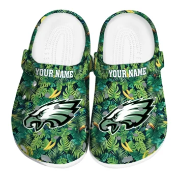 customized philadelphia eagles tropical leaves clogs best selling