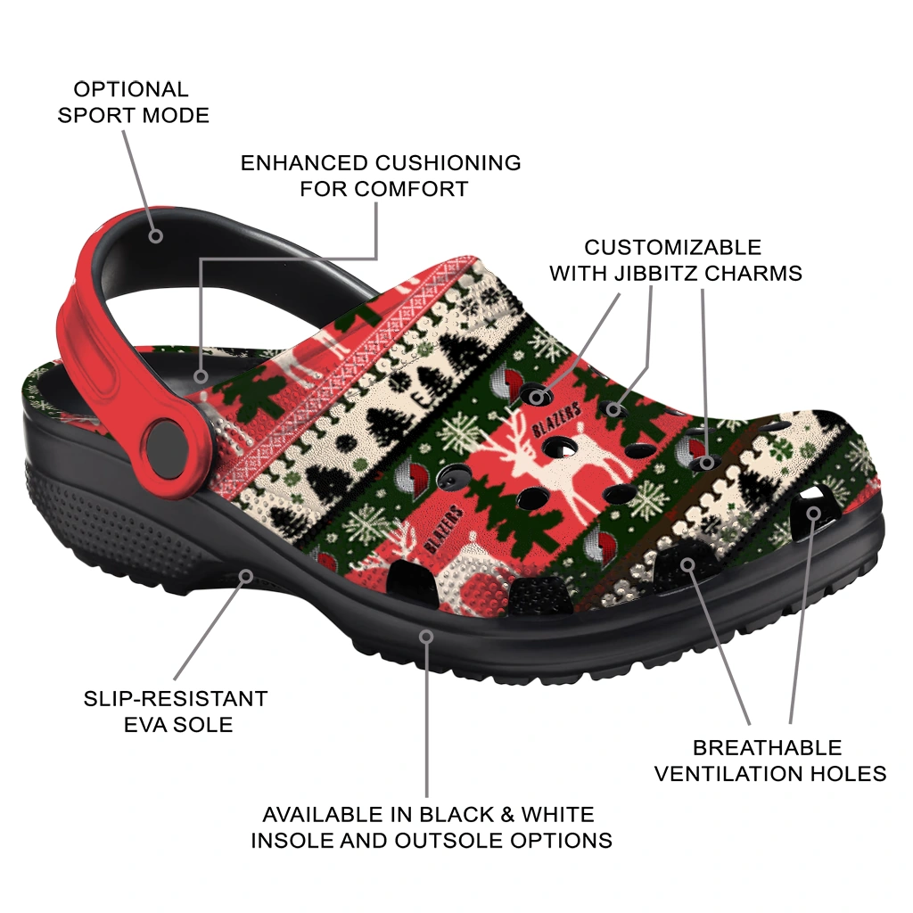 customized portland trail blazers christmas motif clogs new arrival customized portland trail blazers christmas motif clogs new arrival