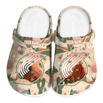 customized portland trail blazers desert cactus pattern clogs best selling