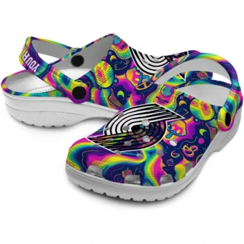 customized portland trail blazers swirling mushrooms clogs high quality