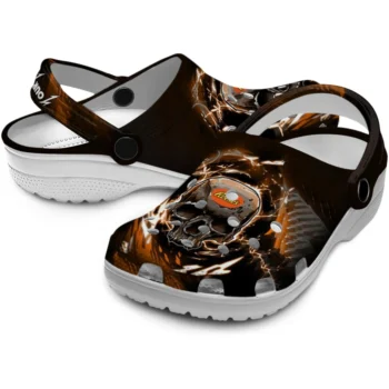 customized reeses skull design black orange clogs high quality hey clogs