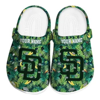 customized san diego padres tropical leaves clogs best selling