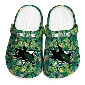 customized san jose sharks tropical leaves clogs best selling
