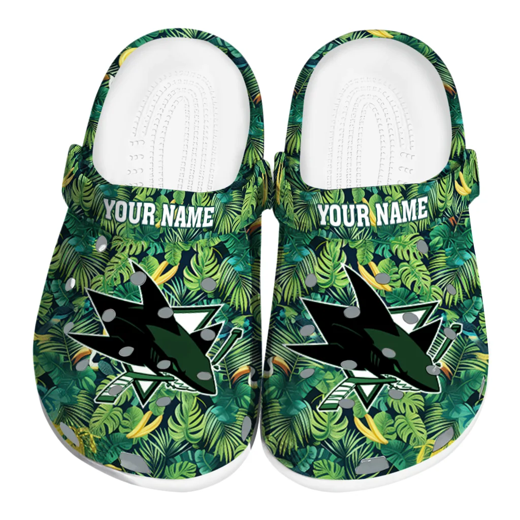 customized san jose sharks tropical leaves clogs best selling customized san jose sharks tropical leaves clogs best selling