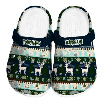 customized seattle kraken christmas motif clogs best selling