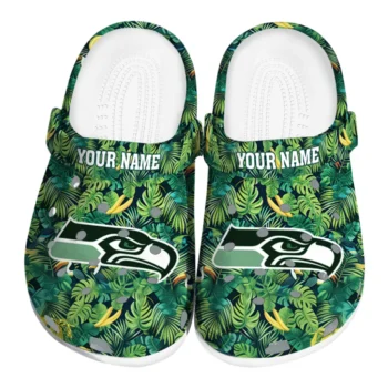 customized seattle seahawks tropical leaves clogs best selling