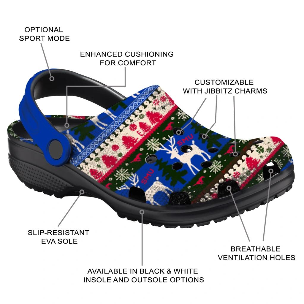 customized smu mustangs christmas motif clogs new arrival customized smu mustangs christmas motif clogs new arrival