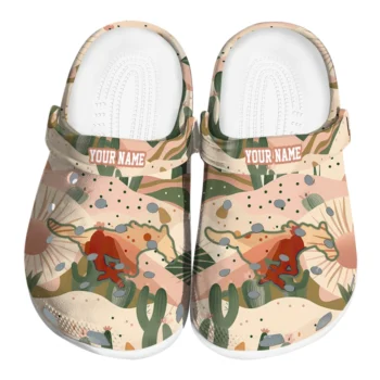customized smu mustangs desert cactus pattern clogs best selling