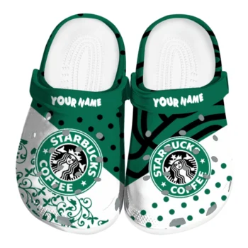 customized starbucks logo dots green white clogs best selling hey clogs