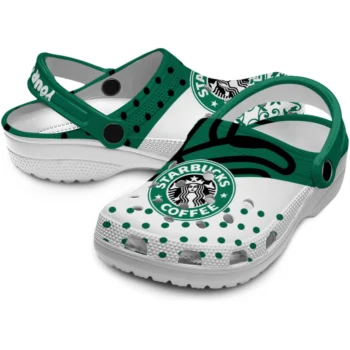 customized starbucks logo dots green white clogs high quality hey clogs