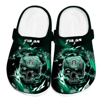 customized starbucks skull surge black green clogs best selling hey clogs