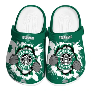 customized starbucks superman green white clogs best selling hey clogs