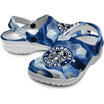 customized starbucks wave pattern blue white clogs high quality hey clogs