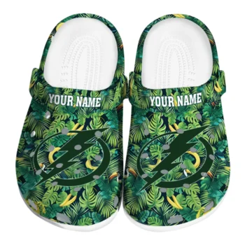 customized tampa bay lightning tropical leaves clogs best selling
