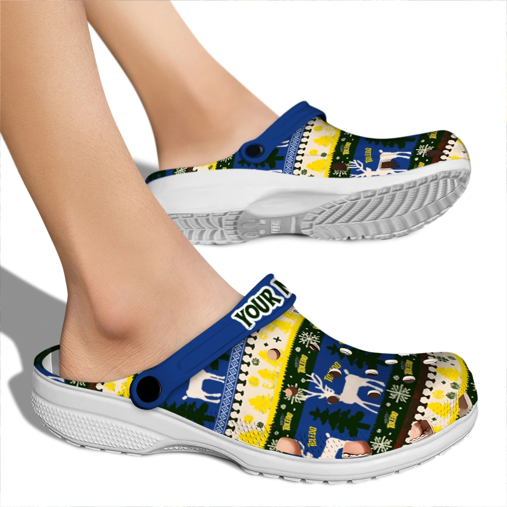 customized toledo rockets christmas motif clogs fashion forward customized toledo rockets christmas motif clogs fashion forward