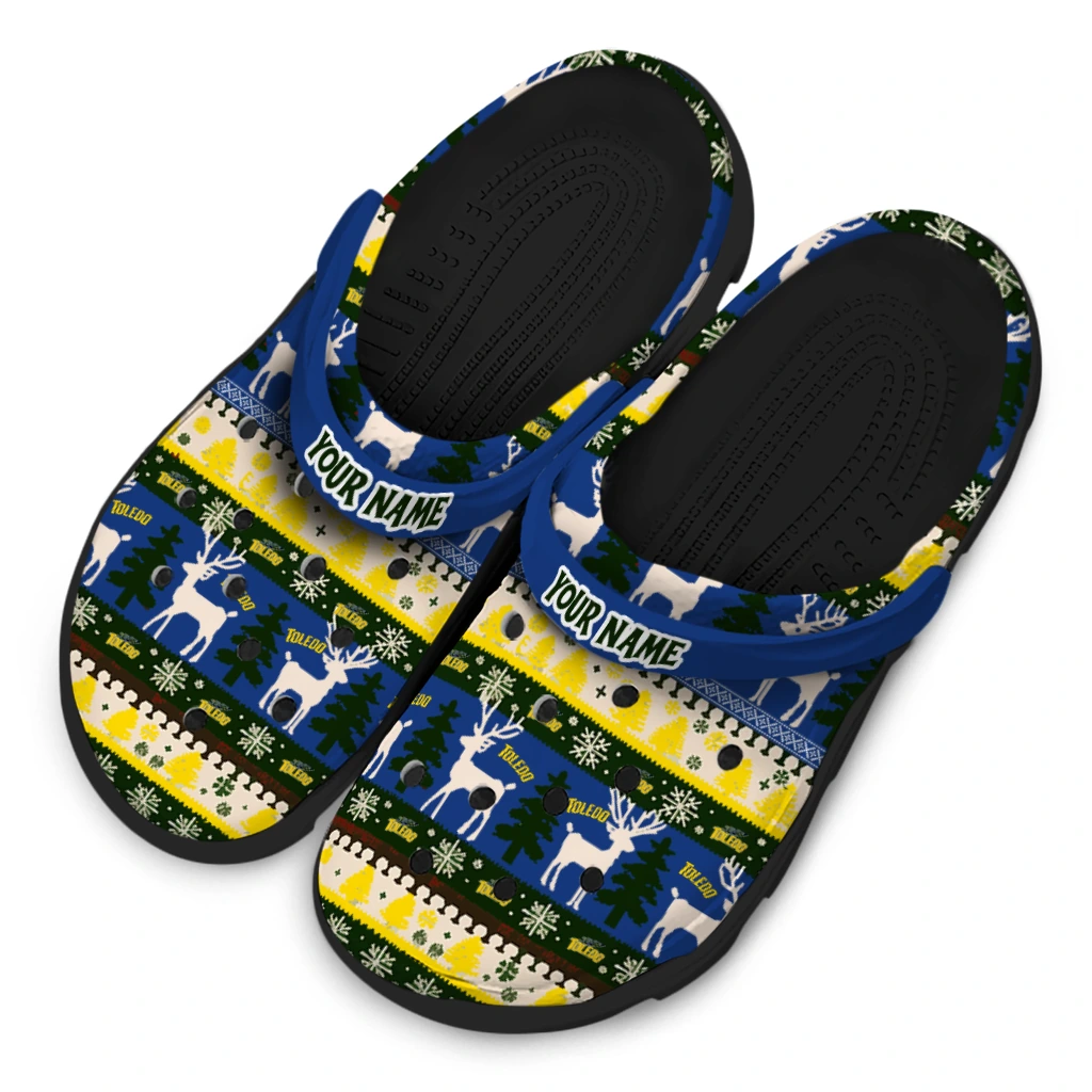 customized toledo rockets christmas motif clogs latest model customized toledo rockets christmas motif clogs latest model