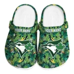 customized toronto blue jays tropical leaves clogs best selling