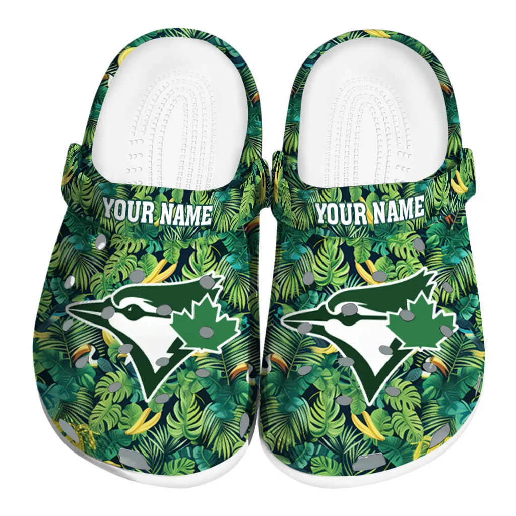 customized toronto blue jays tropical leaves clogs best selling customized toronto blue jays tropical leaves clogs best selling