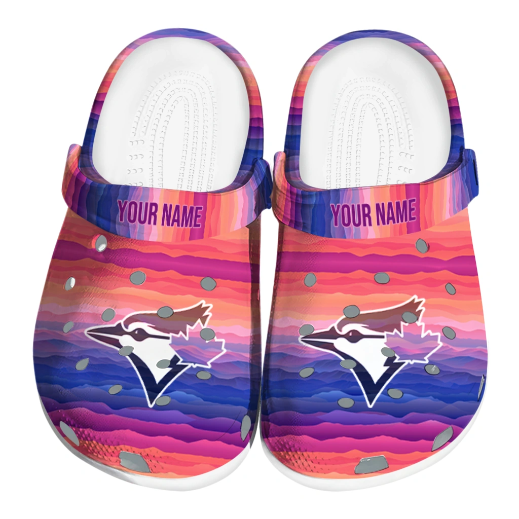 customized toronto blue jays wavy stripes clogs best selling customized toronto blue jays wavy stripes clogs best selling