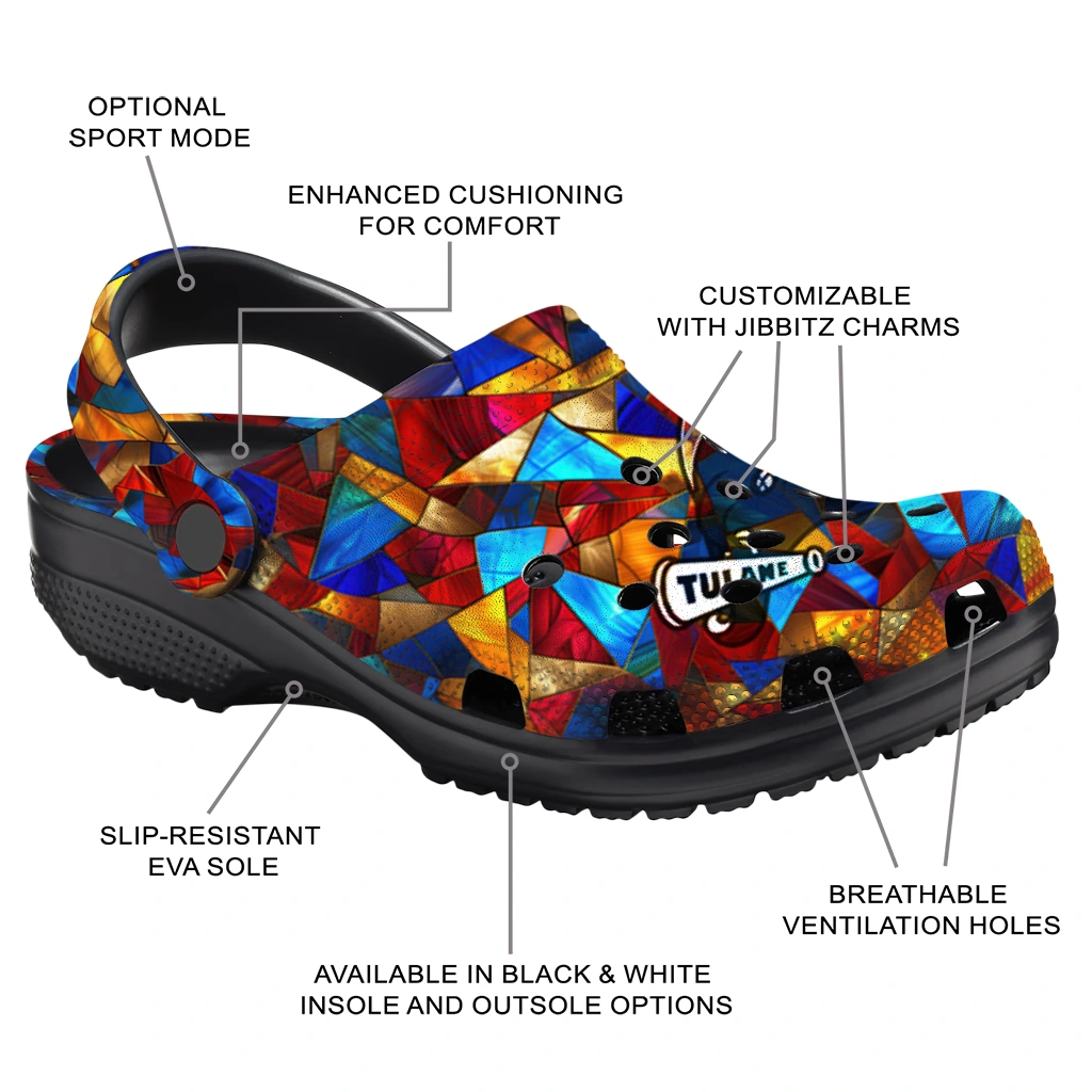 customized tulane green wave prism pieces clogs new arrival customized tulane green wave prism pieces clogs new arrival