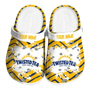 customized twisted tea sun rays yellow blue clogs best selling hey clogs