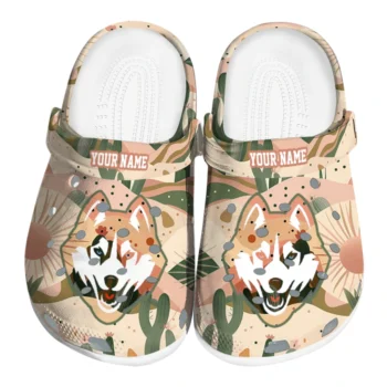 customized uconn huskies desert cactus pattern clogs best selling