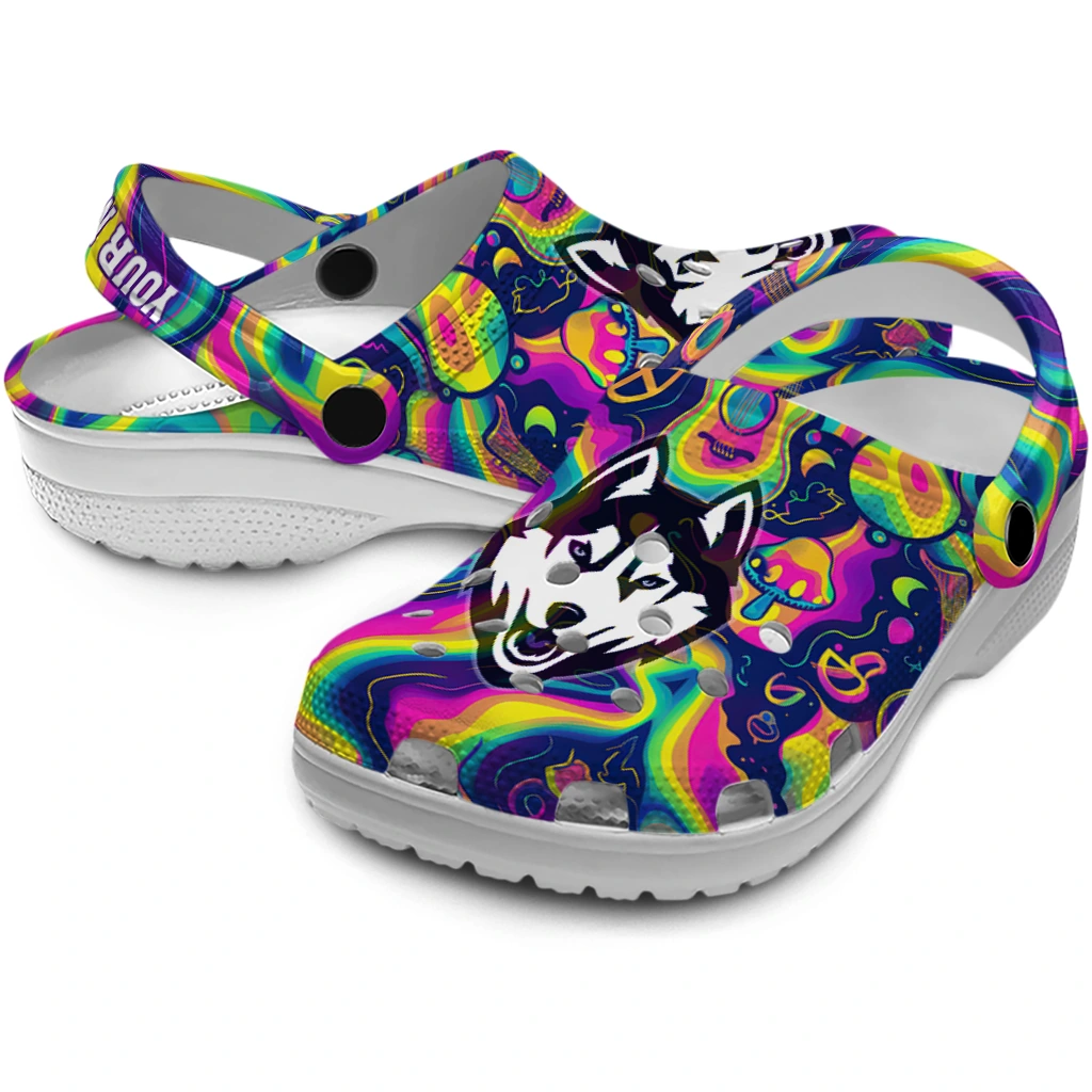 customized uconn huskies swirling mushrooms clogs high quality customized uconn huskies swirling mushrooms clogs high quality