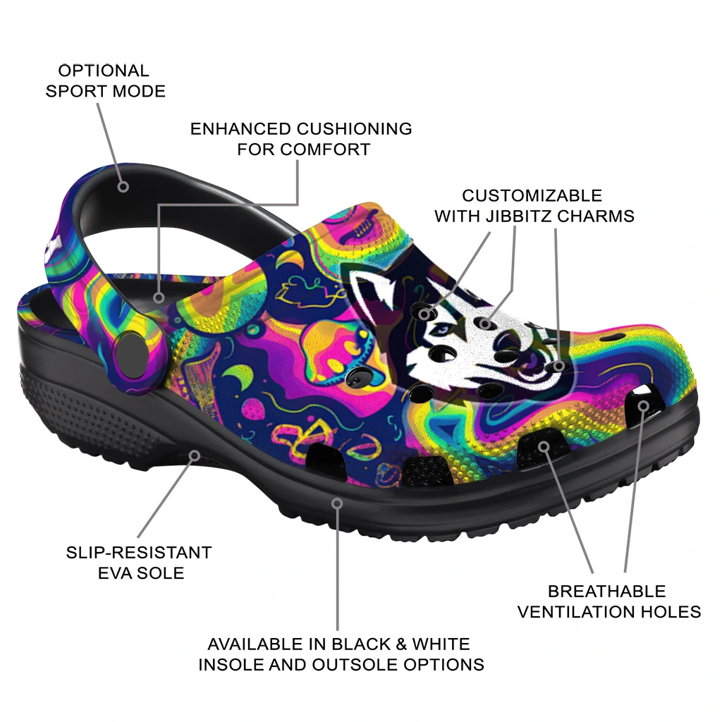 customized uconn huskies swirling mushrooms clogs new arrival customized uconn huskies swirling mushrooms clogs new arrival