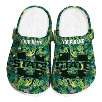 customized utah state aggies tropical leaves clogs best selling