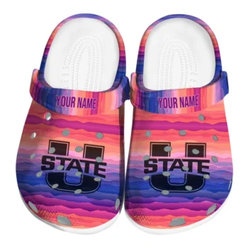customized utah state aggies wavy stripes clogs best selling