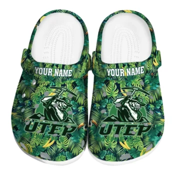 customized utep miners tropical leaves clogs best selling