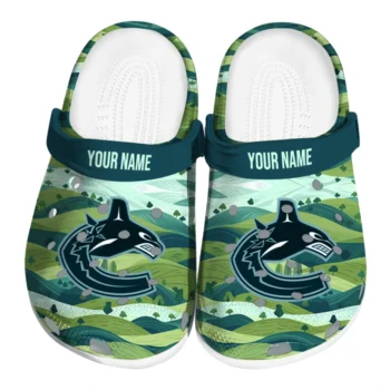 customized vancouver canucks hills illustration clogs best selling