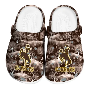 customized wyoming cowboys snowy hills clogs best selling
