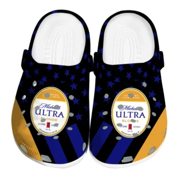 michelob ultra label crest blue yellow clogs best selling hey clogs