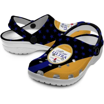 michelob ultra label crest blue yellow clogs high quality hey clogs