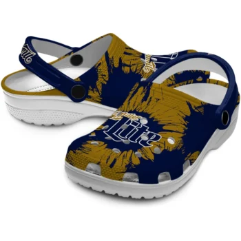 miller lite ink burst blue brown clogs high quality hey clogs