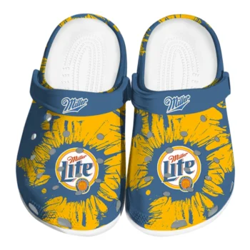 miller lite paint burst yellow blue clogs best selling hey clogs
