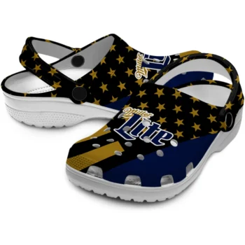miller lite star motif black gold clogs high quality hey clogs