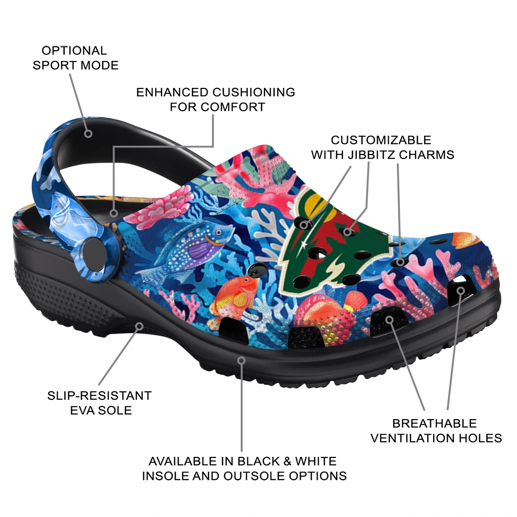 minnesota wild ocean wonders clogs new arrival minnesota wild ocean wonders clogs new arrival
