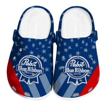 pabst blue ribbon stars blue red clogs best selling hey clogs