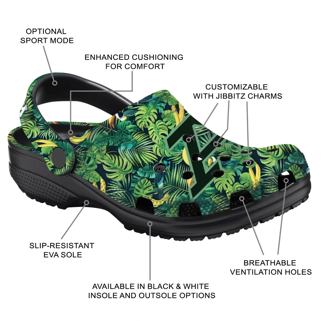 personalized akron zips tropical leaves clogs new arrival personalized akron zips tropical leaves clogs new arrival