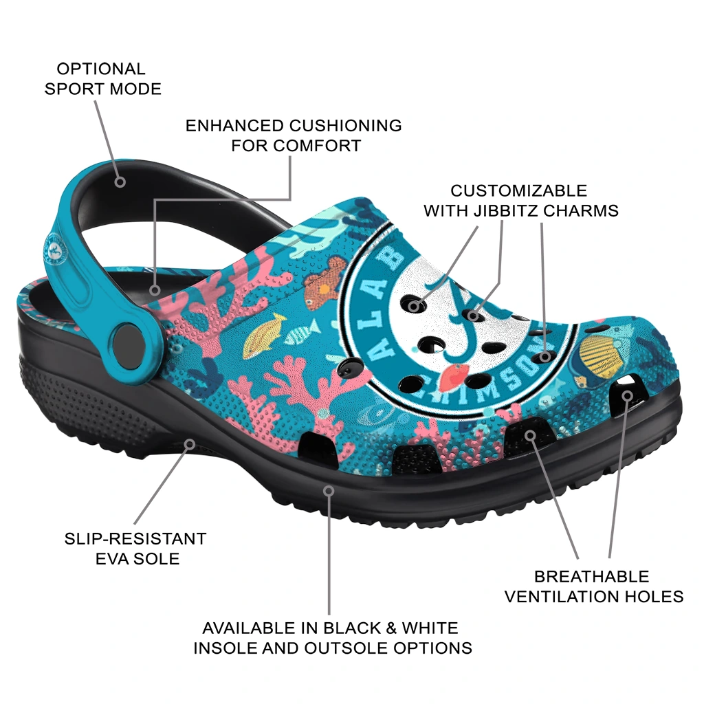 personalized alabama crimson tide tropical fish ocean clogs new arrival personalized alabama crimson tide tropical fish ocean clogs new arrival