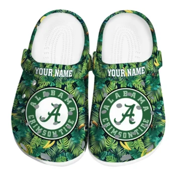 personalized alabama crimson tide tropical leaves clogs best selling