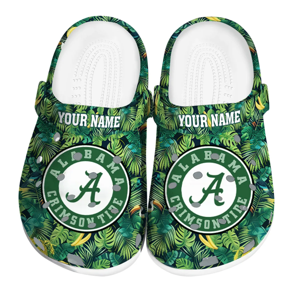 personalized alabama crimson tide tropical leaves clogs best selling personalized alabama crimson tide tropical leaves clogs best selling