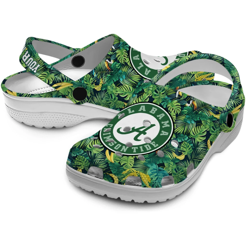 personalized alabama crimson tide tropical leaves clogs high quality personalized alabama crimson tide tropical leaves clogs high quality