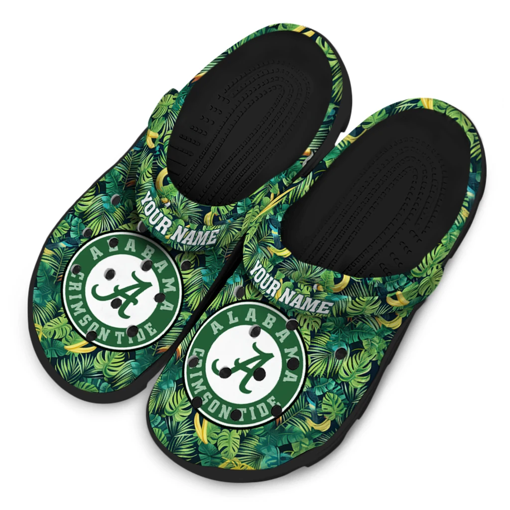 personalized alabama crimson tide tropical leaves clogs latest model personalized alabama crimson tide tropical leaves clogs latest model
