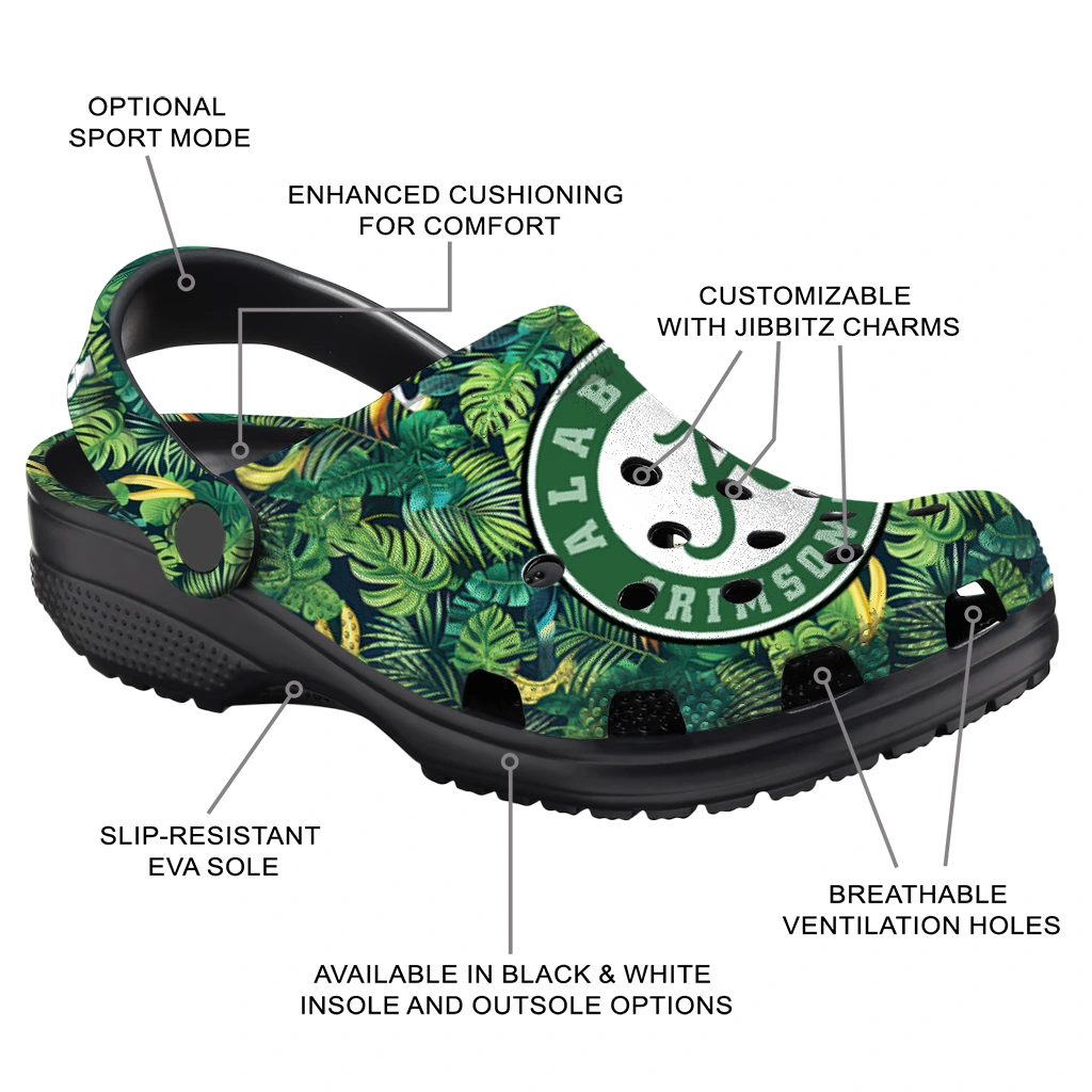 personalized alabama crimson tide tropical leaves clogs new arrival personalized alabama crimson tide tropical leaves clogs new arrival