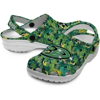 personalized anaheim ducks tropical leaves clogs high quality